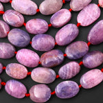 Genuine Natural Blue Purple Pink Ruby Smooth Oval Gemstone Beads 15.5" Strand
