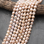 Genuine Natural Peach Apricot Smooth Teardrop Freshwater Pearl Shimmery Iridescent Classic Pearl 15.5" Strand