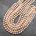 Genuine Natural Peach Apricot Smooth Teardrop Freshwater Pearl Shimmery Iridescent Classic Pearl 15.5" Strand