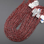 AAA Natural Chocolate Malaya Garnet 2mm 3mm Faceted Cube Gemstone Beads 15.5" Strand