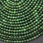Real Genuine Natural Green Russian Siberian Jade Smooth 4mm Round Beads 15.5" Strand