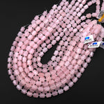 Natural Pink Rose Quartz Faceted Hexagon Barrel Cylinder Tube Beads 15.5" Strand