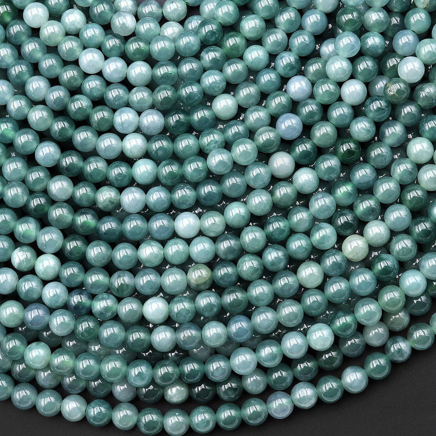 Rare AAA Natural Guatemalan Blue Green Jade 4mm Smooth Round Beads 15.5" Strand