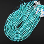 AAA Faceted Natural Blue Peruvian Amazonite 6mm Round Beads 15.5" Strand