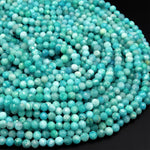 Natural Russian Amazonite Faceted 3mm 4mm 6mm 8mm Round Beads Stunning Natural Sea Blue Green Micro Laser Diamond Cut Gemstone 15.5" Strand