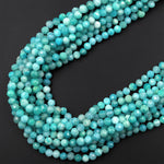 Natural Russian Amazonite Faceted 3mm 4mm 6mm 8mm Round Beads Stunning Natural Sea Blue Green Micro Laser Diamond Cut Gemstone 15.5" Strand
