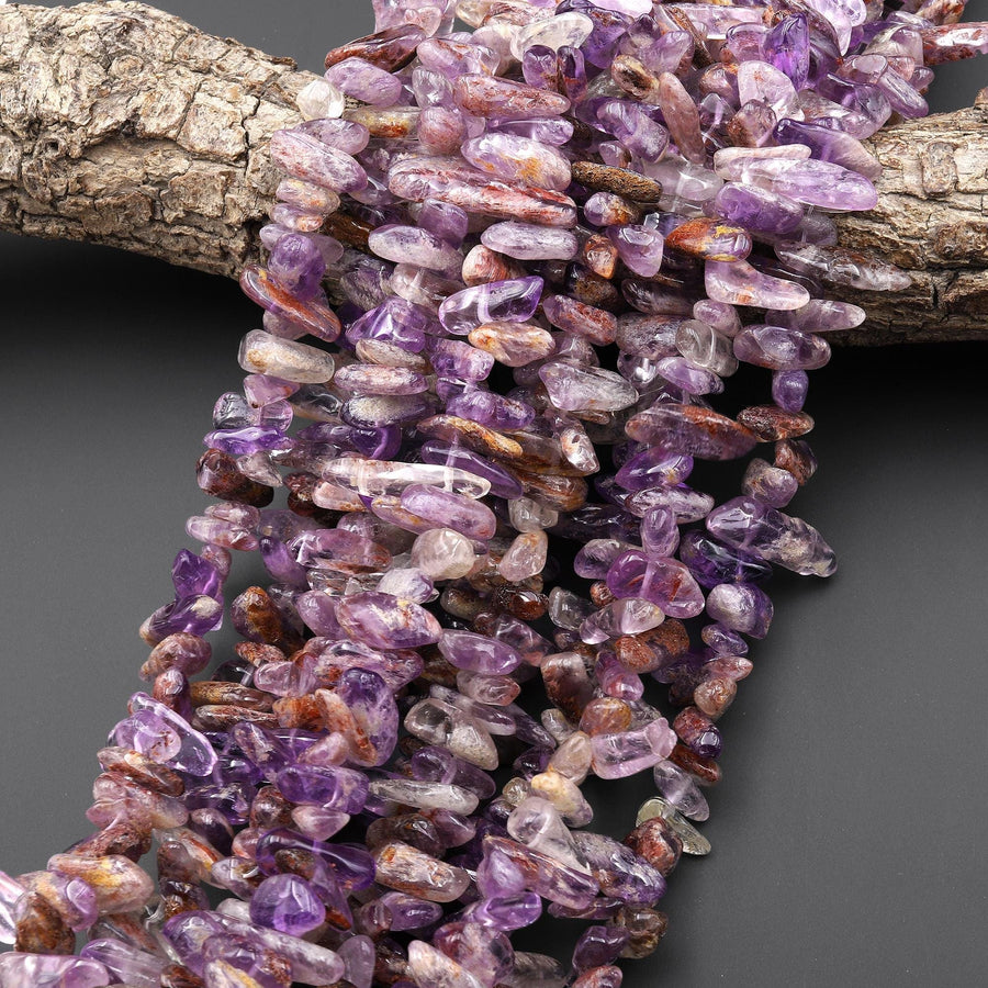 Natural Super 7 Freeform Chip Pebble Nugget Beads Top Side Drilled Gemstone 15.5" Strand