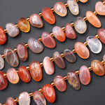 Rare Natural Swazi African Red Agate Freeform Oval Top Side Drilled Pebble Drop Beads from Mozambique 15.5" Strand