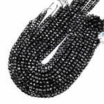 Faceted Natural Black Onyx 6mm Cube Beads 15.5" Strand