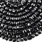Faceted Natural Black Onyx 6mm Cube Beads 15.5" Strand
