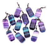 AAA Natural Rainbow Fluorite Faceted Rectangle Tile Pendant Side Drilled Gemstone