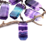 AAA Natural Rainbow Fluorite Faceted Rectangle Tile Pendant Side Drilled Gemstone