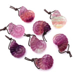 AAA Hand Carved Natural Candy Fluorite Mauve Pink Ammonite Pendant