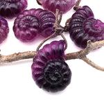 AAA Hand Carved Natural Candy Fluorite Dark Mauve Pink Ammonite Pendant