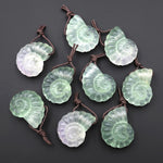 AAA Hand Carved Natural Candy Fluorite Light Green Ammonite Pendant