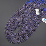 Natural Burma Blue Sapphire Faceted 2mm Round Beads 15.5" Strand