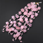 AAA Natural Madagascar Mauve Pink Rose Quartz Faceted Cube 14mm Beads Gemstone 8" Strand