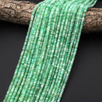AAA Natural Australian Green Chrysoprase Faceted 4mm Thin Rondelle Beads 15.5" Strand