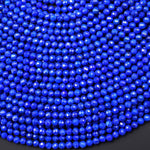 AAA Faceted Genuine Natural Blue Lapis Round Beads 3mm Gemstone 15.5" Strand