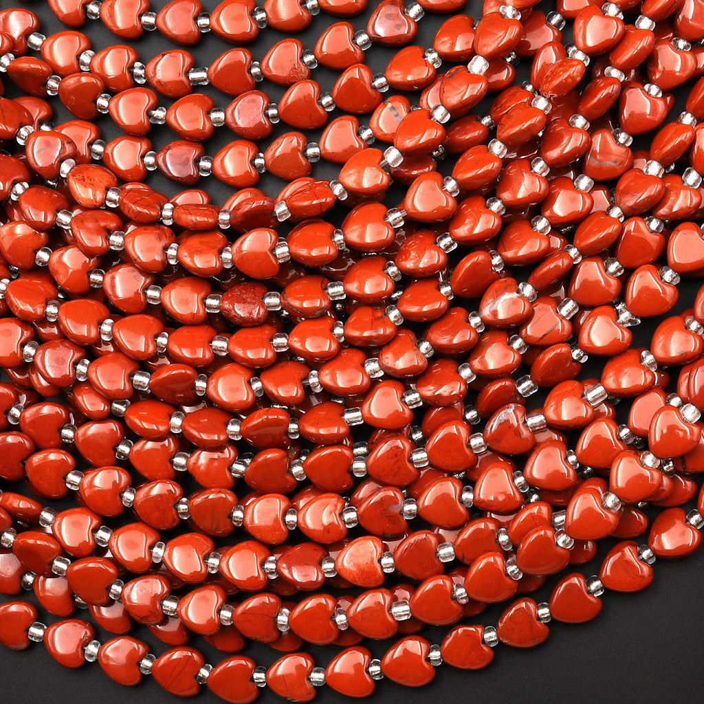 Natural Red River Jasper Heart Beads 6mm Gemstone 15.5" Strand