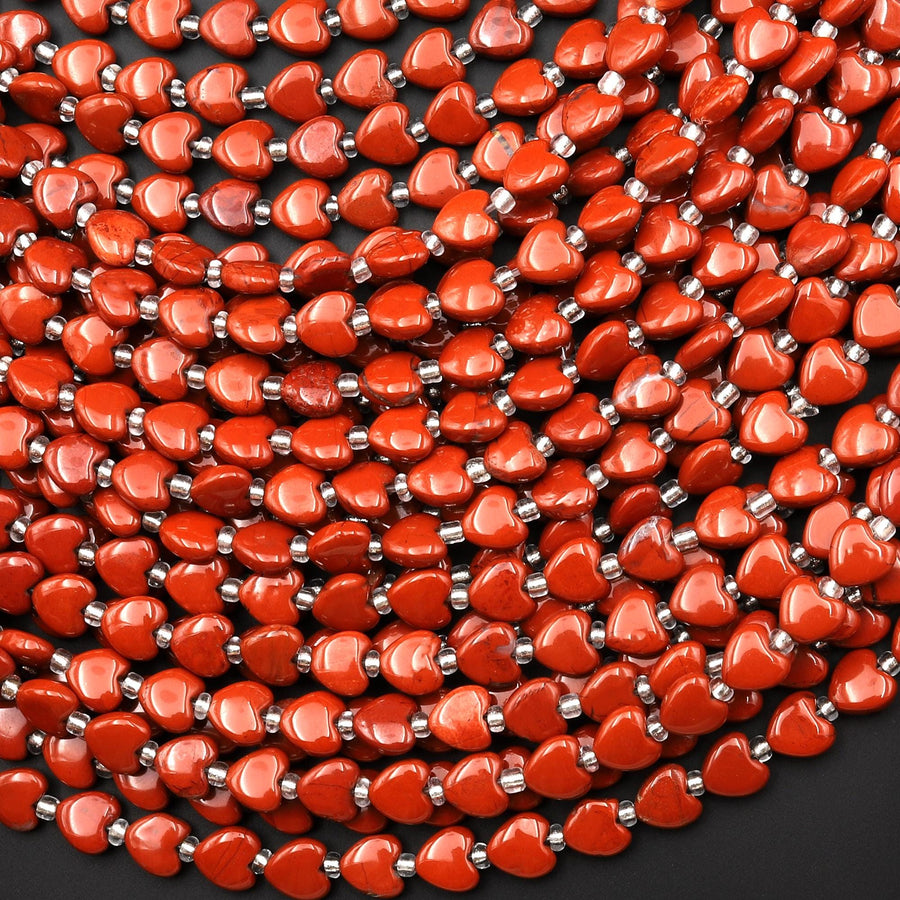 Natural Red River Jasper Heart Beads 6mm Gemstone 15.5" Strand