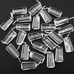 Natural Rock Quartz Pendant Faceted Trapezoid Gemstone Crystal Focal Bead