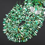 Natural Australian Green Chrysoprase Beads Freeform Oval Top Side Drilled Nugget Beads 15.5" Strand