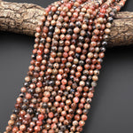 Natural Orange Pink Rhodochrosite 6mm Faceted Round Beads Micro Laser Diamond Cut Gemstone 15.5" Strand