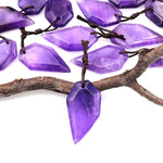 Natural Purple Amethyst Modern Geometric Abstract Leaf Pendant Gemstone