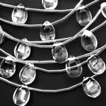 AAA Super Clear Natural Rock Crystal Quartz Smooth Teardrop Focal Beads Side Drilled 7.5" Strand