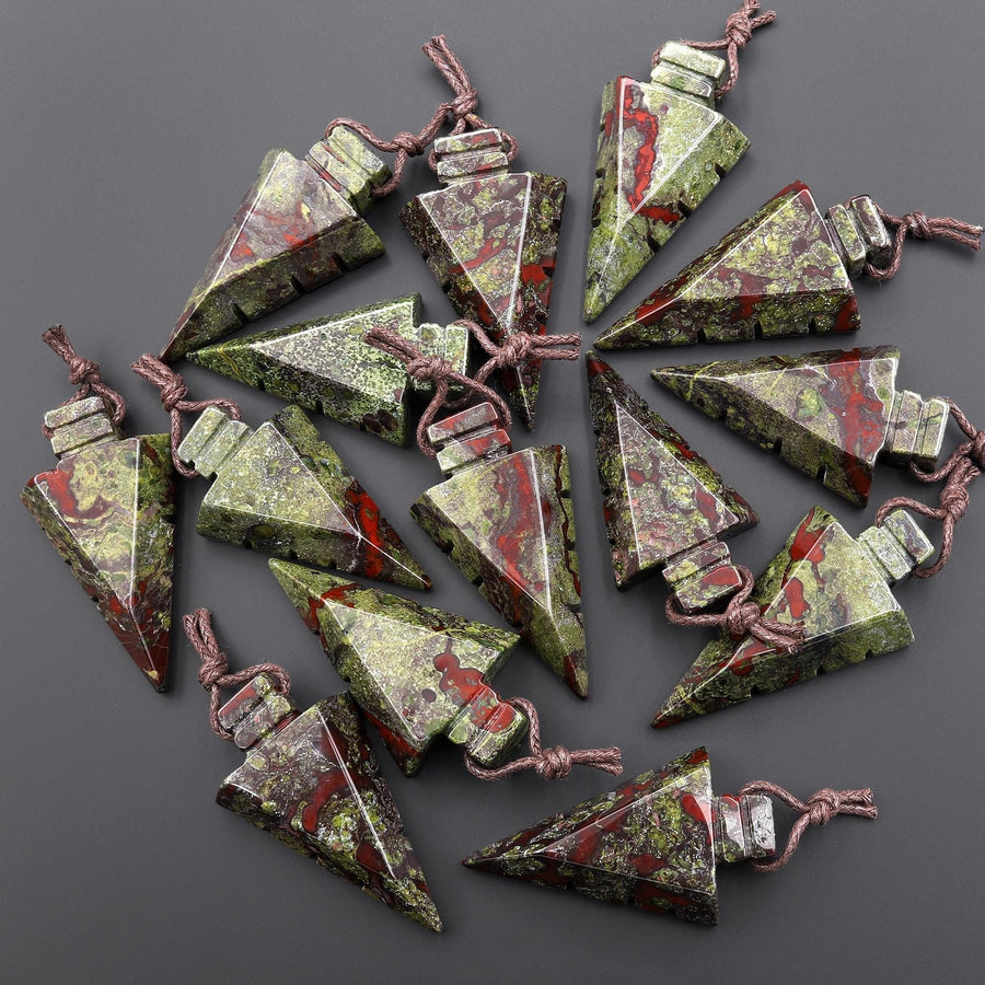 Natural Dragon Blood Jasper Arrowhead Pendant Side Drilled Focal Stone Bead