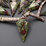 Natural Dragon Blood Jasper Arrowhead Pendant Side Drilled Focal Stone Bead
