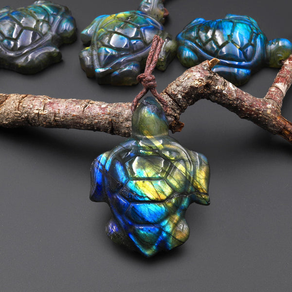 AAA Hand Carved Natural Turtle Pendant Side Drilled Gemstone Focal Bead A3