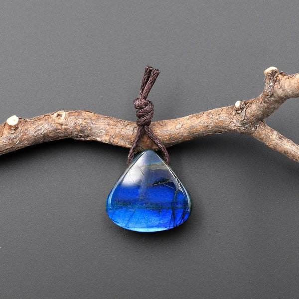 AAA Natural Blue Labradorite Triangle Teardrop Side Drilled Pendant A1