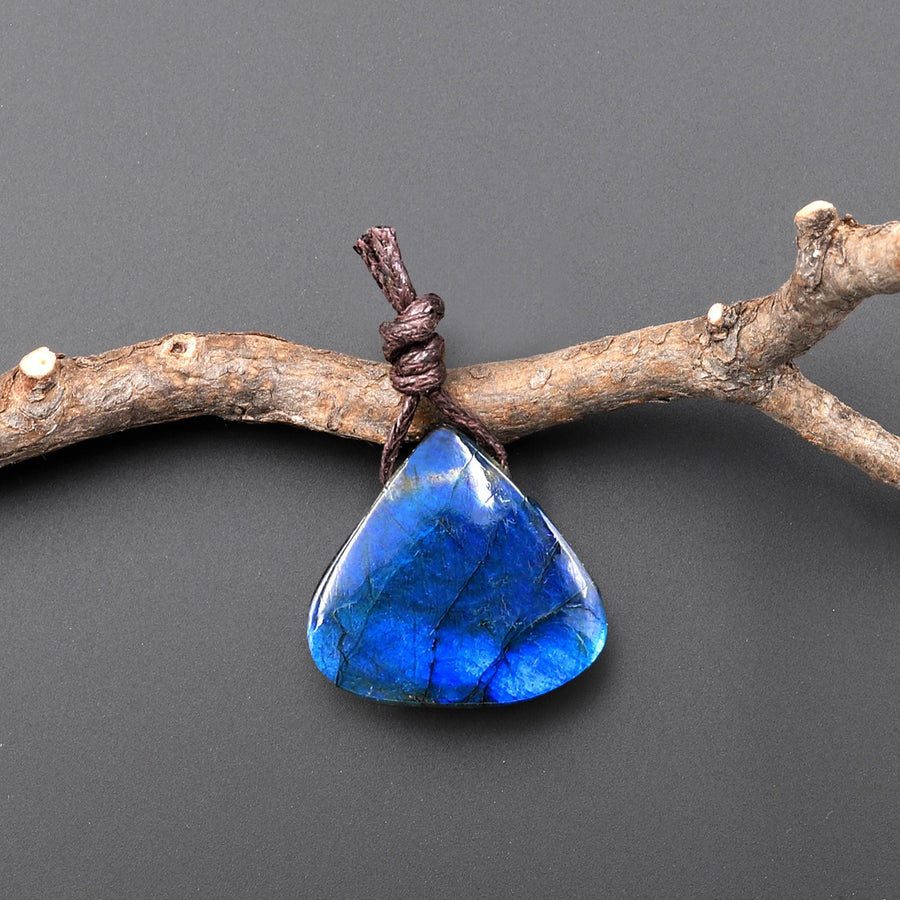 AAA Natural Blue Labradorite Triangle Teardrop Side Drilled Pendant A2