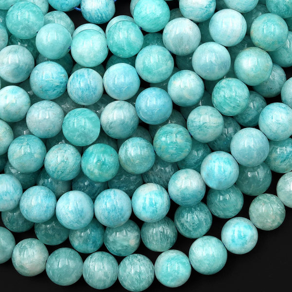 Natural Russian Amazonite Beads 8mm Round Beads Light Seafoam Green Gemstone 15.5" Strand