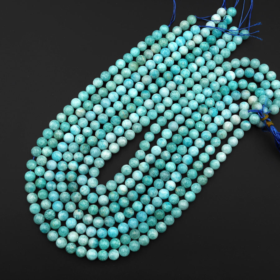 Natural Russian Amazonite Beads 8mm Round Beads Light Seafoam Green Gemstone 15.5" Strand
