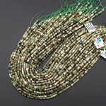 Faceted Natural Green Lodalite Quartz 4mm Thin Rondelle Beads 15.5" Strand