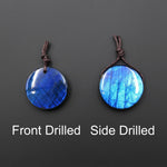 AAA Natural Blue Labradorite Smooth Coin Pendant