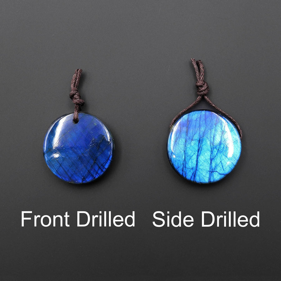AAA Natural Blue Labradorite Smooth Coin Pendant