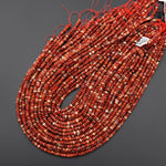 Faceted Natural Brecciated Red Jasper 4mm Thin Rondelle Beads 15.5" Strand