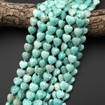 Natural Russian Amazonite Faceted Heart Beads 12mm Gemstone 15.5" Strand