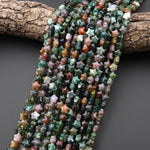 Natural Indian Agate Beads 8mm Carved Star Gemstone 15.5" Strand