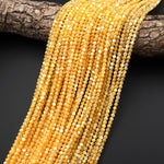 AAA Natural Golden Mother of Pearl 2mm 3mm Smooth Round Beads Iridescent Shell 15.5" Strand