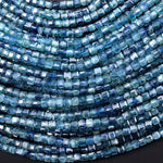 AAA Rare Faceted Natural Bicolor Blue Green Kyanite 2mm 3mm Cube Square Gemstone Beads 15.5" Strand