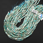 Natural Aqua Blue Green Amazonite Cherry Blossom Flower Beads 6mm Carved Gemstone 15.5" Strand