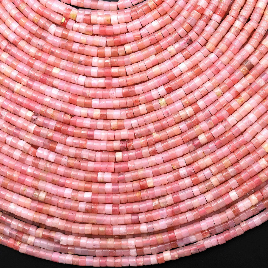 AAA Natural Peruvian Pink Opal 3mm Smooth Heishi Beads 15.5" Strand