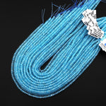 AAA Swiss Blue Topaz 4mm Faceted Lantern Rondelle Beads Laser Diamond Cut Real Genuine Topaz Gemstone 15.5" Strand