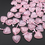AAA Natural Pink Rose Quartz Heart Pendant 20mm Gemstone Crystal Focal Bead