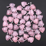 AAA Natural Pink Rose Quartz Heart Pendant 20mm Gemstone Crystal Focal Bead